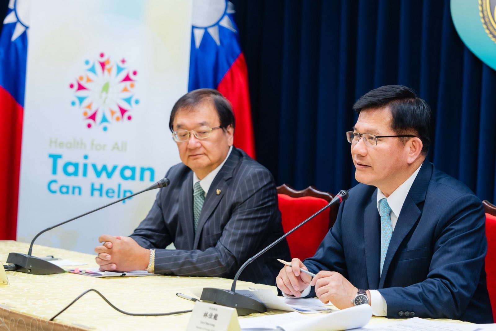 外交部長林佳龍說明今（2024）年台灣爭取參與世界衛生組織（WHO）及世界衛生大會（WHA）的國際支持情況-圖片來源：外交部提供
